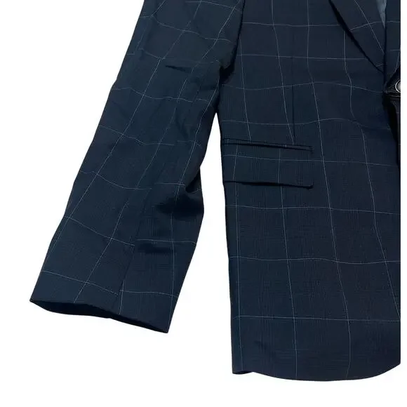 12-1 PAUL SMITH Men's Suit 100% Wool Designer Rare Navy Unhemmed Pant